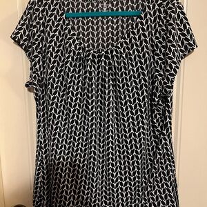 Worthington Black Cap Sleeve Blouse Relaxed Fit